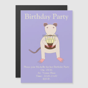 Siamese Rat met Birthday Cake Custom Magnetische Uitnodiging