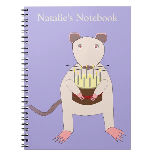 Siamese Rat met Birthday Cake Custom Notitieboek (Voorkant)
