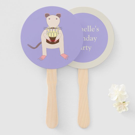 Siamese Rat met Birthday Cake Custom Party Handwaaier (Voorkant en achterkant)