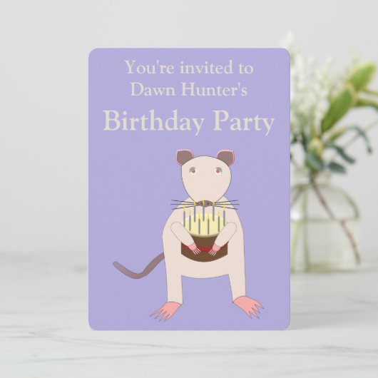 Siamese Rat met Birthday Cake Custom Party Kaart (Staand voorkant)