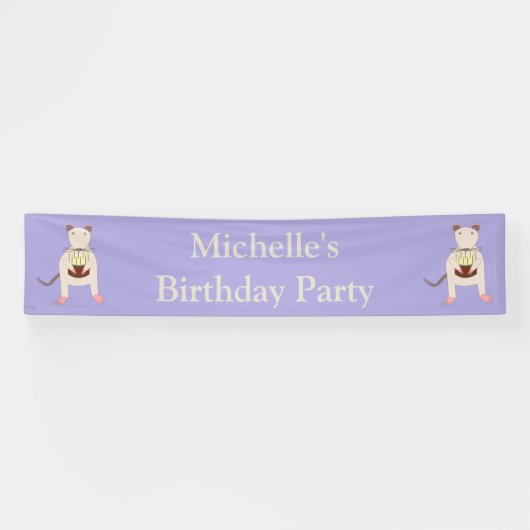 Siamese Rat met Birthday Cake Custom Spandoek (Horizontaal)