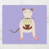 Siamese Rat met Birthday Cake Likeurfles Etiket (Enkel label)