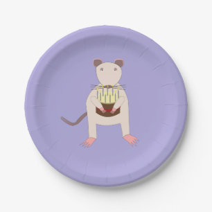Siamese Rat met Birthday Cake Papieren Bordje
