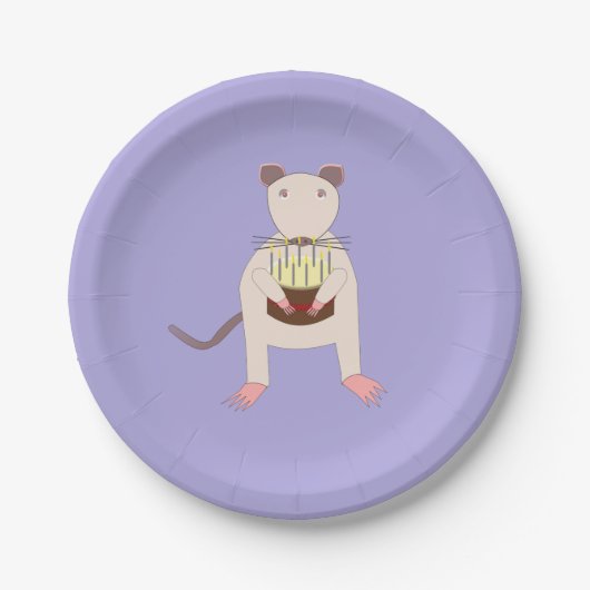 Siamese Rat met Birthday Cake Papieren Bordje (Voorkant)