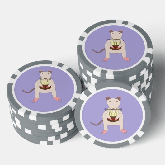 Siamese Rat met Birthday Cake Poker Chips (Opstapeling)