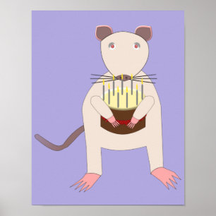 Siamese Rat met Birthday Cake Poster