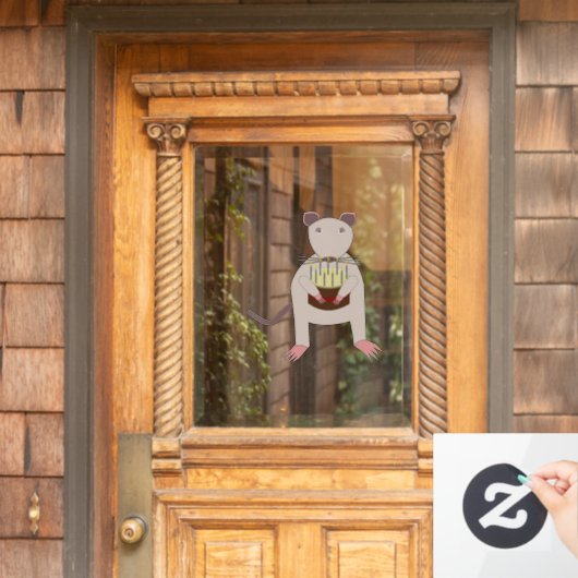 Siamese Rat met Birthday Cake Raamsticker (Huis Deur)