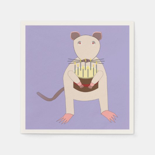 Siamese Rat met Birthday Cake Servet (Voorkant)