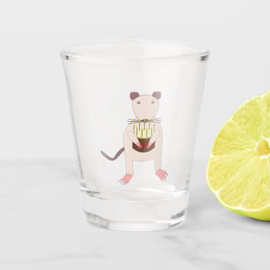 Siamese Rat met Birthday Cake Shot Glas (Voorkant)