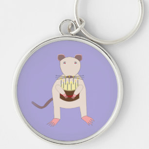 Siamese Rat met Birthday Cake Sleutelhanger