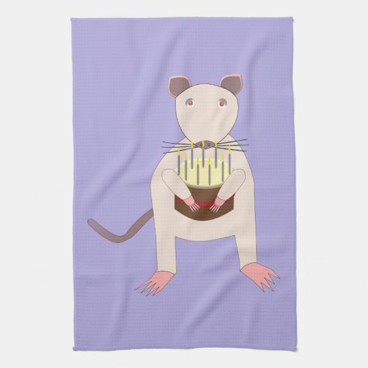 Siamese Rat met Birthday Cake Theedoek (Verticaal)