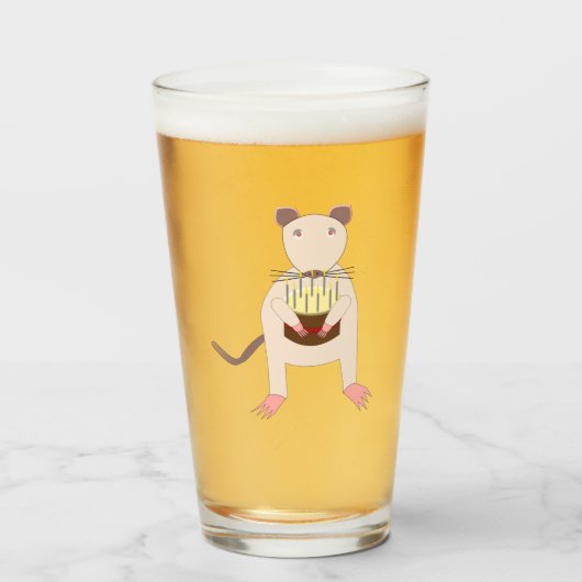 Siamese rat met verjaardagstaart glas (Voorkant gevuld)