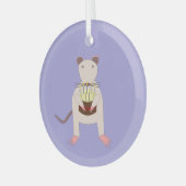Siamese rat met verjaardagstaart glas ornament (Voorkant links)