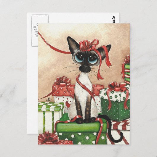 Siamese Red Ribbon Briefkaart (Voorkant / Achterkant)