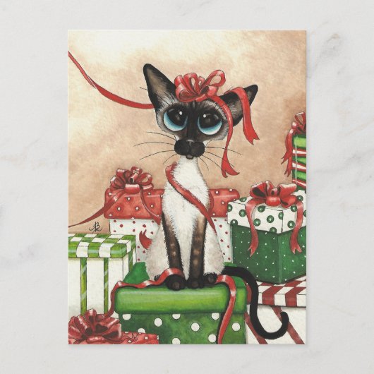 Siamese Red Ribbon Briefkaart (Voorkant)