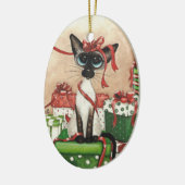 Siamese Red Ribbon Keramisch Ornament (Links)