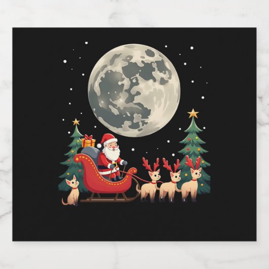 Siamese Reindeer Christmas Siamese Cat Lover Gifts Sparkling Wijnetiket (Enkel label)