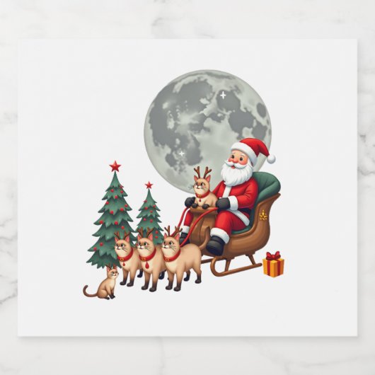 Siamese Reindeer Christmas Siamese Cat Lover Gifts Sparkling Wijnetiket (Enkel label)