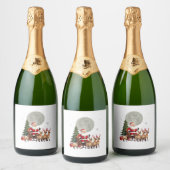 Siamese Reindeer Christmas Siamese Cat Lover Gifts Sparkling Wijnetiket (Flessen)