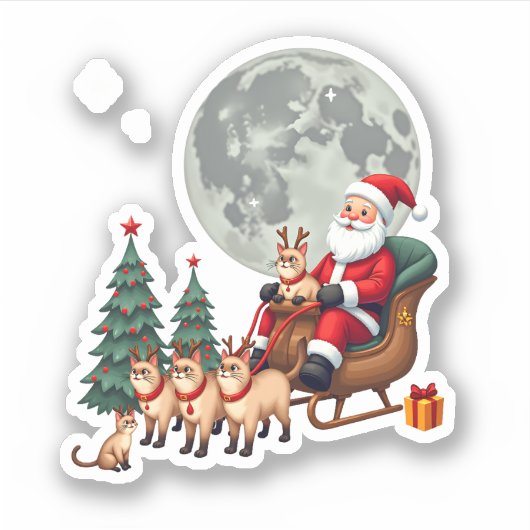Siamese Reindeer Christmas Siamese Cat Lover Gifts Sticker (Voorkant)