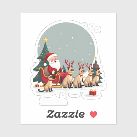Siamese Reindeer Christmas Siamese Cat Lover Gifts Sticker (Vel)