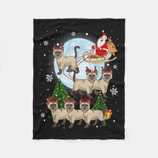 Siamese Reindeer Christmas Siamese Cat Lover Men W Fleece Deken (Voorkant)