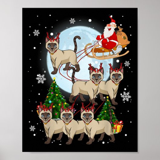 Siamese Reindeer Christmas Siamese Cat Lover Men W Poster (Voorkant)