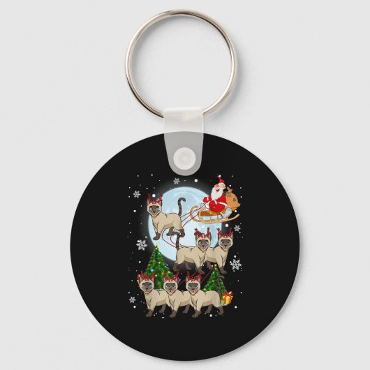 Siamese Reindeer Christmas Siamese Cat Lover Men W Sleutelhanger (Voorkant)