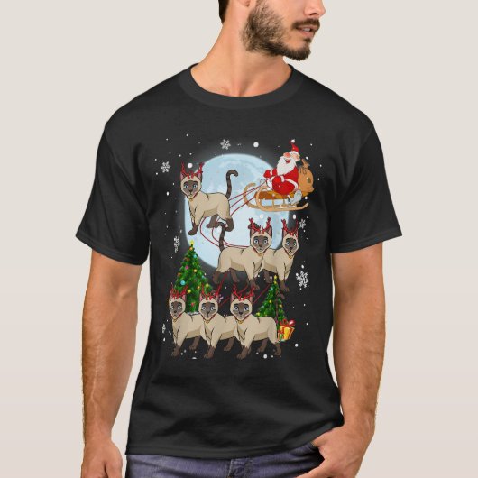 Siamese Reindeer Christmas Siamese Cat Lover Men W T-shirt (Voorkant)