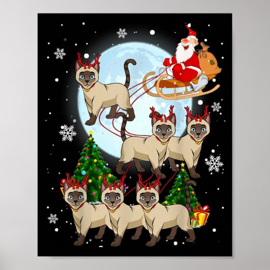 Siamese Rendier Kerstmis Siamese Kattenliefhebber Poster (Voorkant)