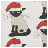 Siamese Santa Cat | Funny Kat kerstfeestdag Stof (Close Up)