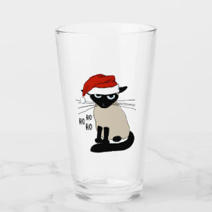 Siamese Santa Cat Ho Ho Ho Ho Grappig kerst Kat Glas