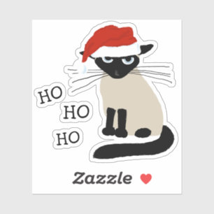 Siamese Santa Cat Ho Ho Ho Ho Sticker