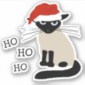 Siamese Santa Cat Ho Ho Ho Ho Sticker (Voorkant)