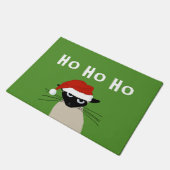 Siamese Santa Clause | Funny Cat Kerstfeestdag Deurmat (Schuin)