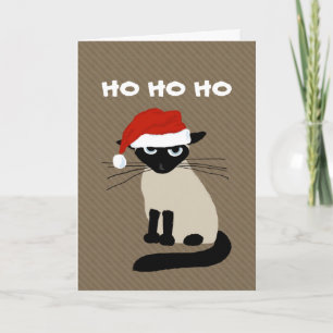 Siamese Santa Clause - Funny Kitty Cat Kerstmis Feestdagen Kaart
