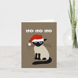 Siamese Santa Clause - Funny Kitty Cat Kerstmis Feestdagen Kaart