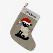 Siamese Santa Claws Funny Kitty Holiday Xmas Kleine Kerstsok (Voorkant (Hangend))