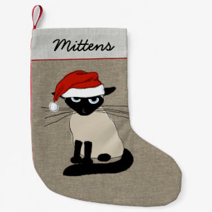 Siamese Santa Claws Funny Kitty Holiday Xmas Kleine Kerstsok