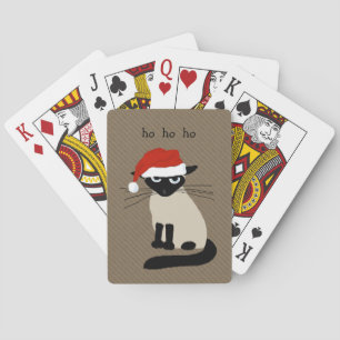 Siamese Santa Funny Christmas Holiday Cat Custom Speelkaarten