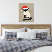 Siamese Santa | Grappige Kerstvakantie Kitty Cat Canvas Afdruk (Insitu (Slaapkamer))