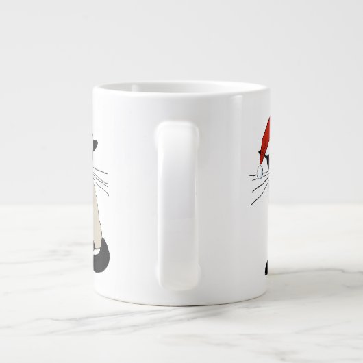 Siamese Santa | Vreemde kerstfeestdag Keukenkat Grote Koffiekop (Achterkant)