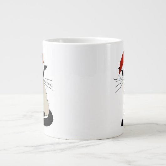 Siamese Santa | Vreemde kerstfeestdag Keukenkat Grote Koffiekop (Voorkant)