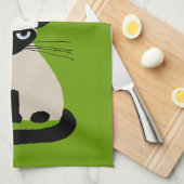 Siamese Santa | Vreemde kerstfeestdag Keukenkat Theedoek (Quarter Fold)