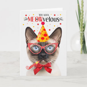 Siamese Seal Point Kat MEOWveregelijke Verjaardag Kaart