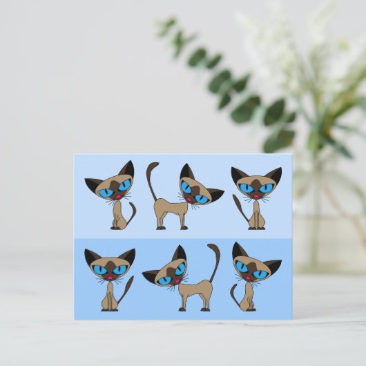 Siamese Times Three Briefkaart (Staand voorkant)