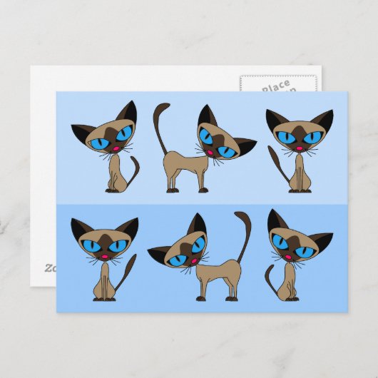 Siamese Times Three Briefkaart (Voorkant / Achterkant)