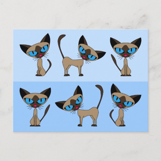 Siamese Times Three Briefkaart (Voorkant)