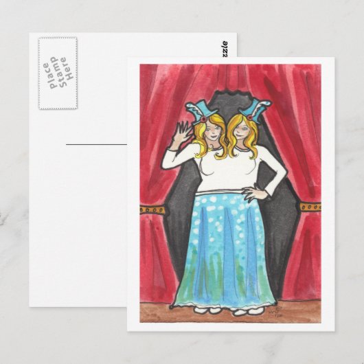 Siamese Twins circus + zijdelingse show briefkaart (Voorkant / Achterkant)