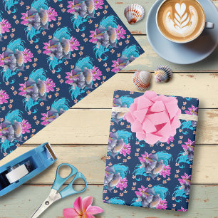 Siamese vechtende vis bloemigen cadeaupapier
